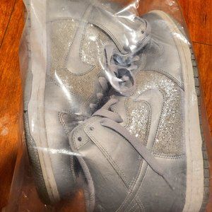 Vintage Silver High Top Glitter Nike Dunk womens 9